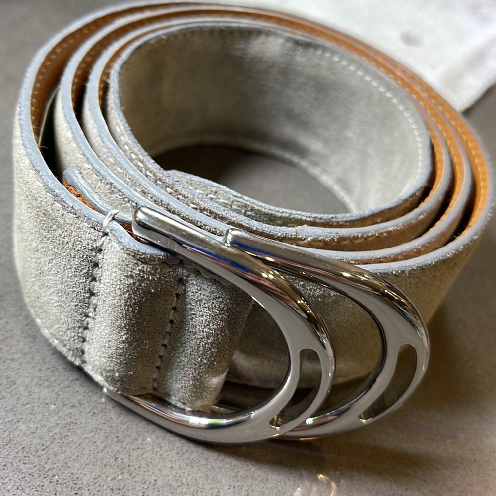 NWT Ralph Lauren Mens Grey suede / leather belt Size L